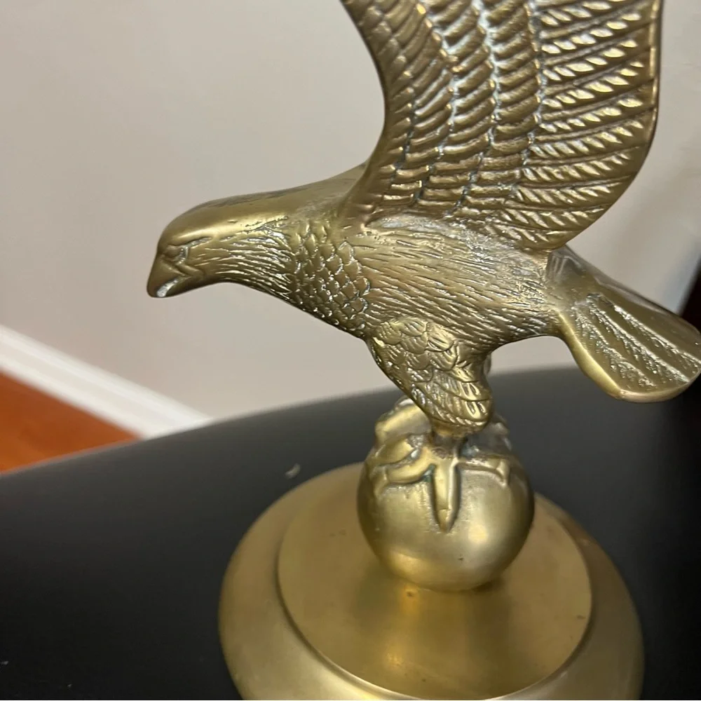 Antique Brass Eagle Sculpture - Picture 2 of 5